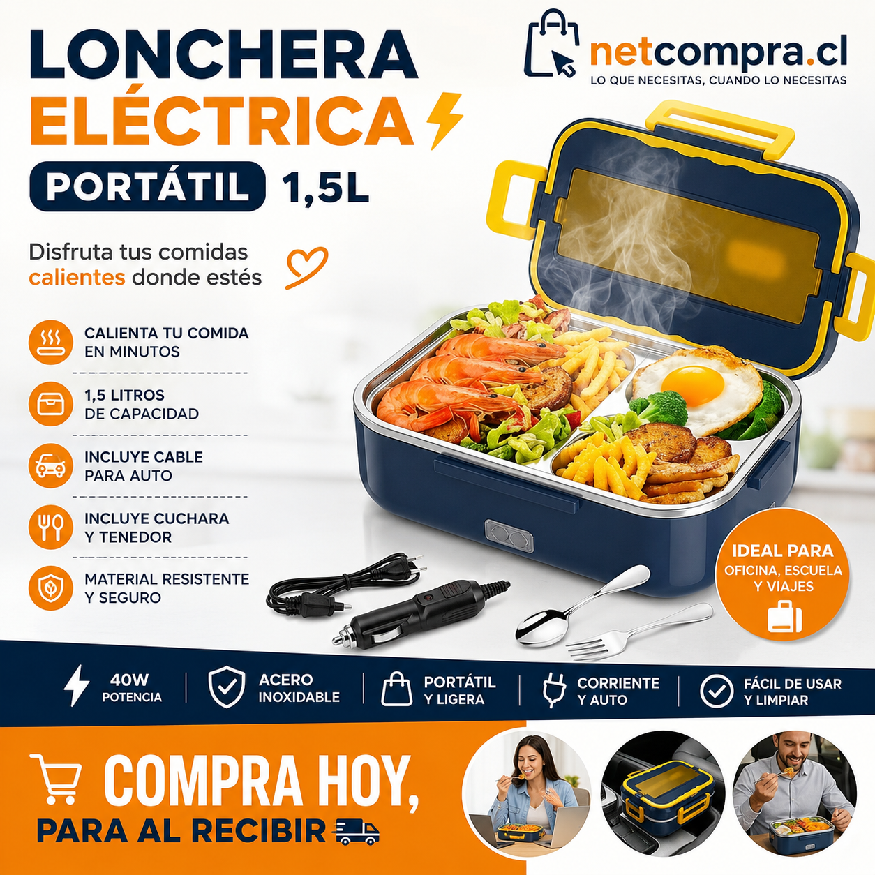 Lonchera Calentador Comida Portatil Auto
