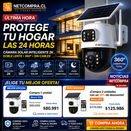 Camara Solar 2k Doble Lente 360