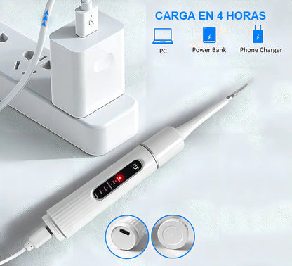 Cepillo Dental Eléctrico Kit Limpiador De Dientes Ultrasónico Removedor De Sarro Portátil Usb Blanco