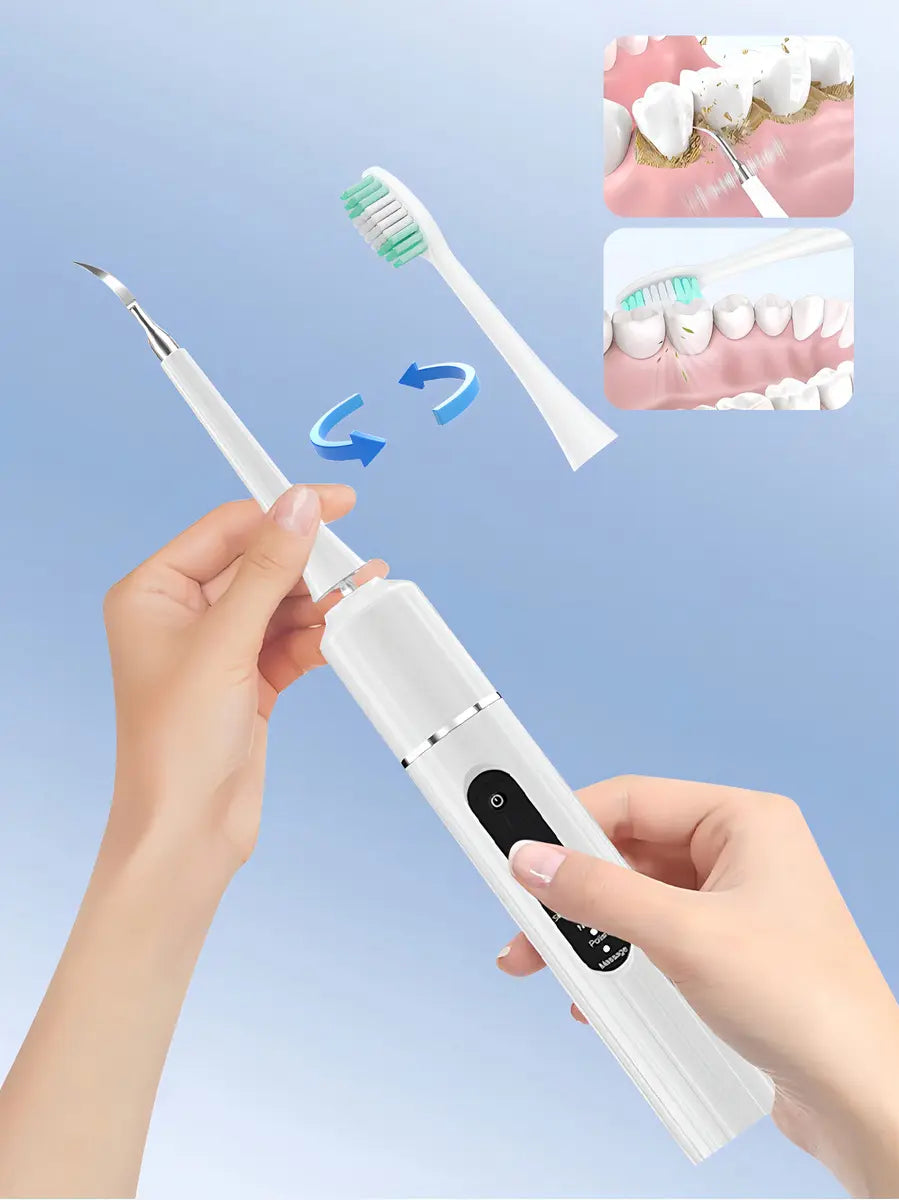 Cepillo Dental Eléctrico Kit Limpiador De Dientes Ultrasónico Removedor De Sarro Portátil Usb Blanco