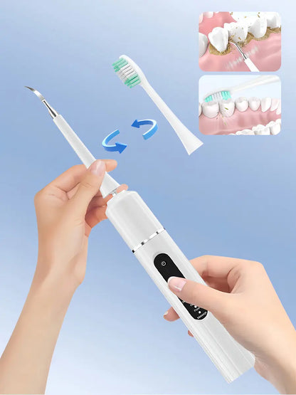 Cepillo Dental Eléctrico Kit Limpiador De Dientes Ultrasónico Removedor De Sarro Portátil Usb Blanco