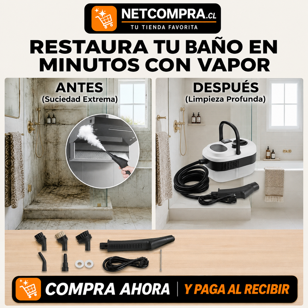 Limpiador A Vapor Presion 2500w Portatil